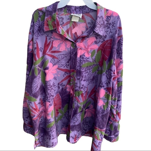Vintage Women’s Floral Blouse 80s 90s Shirt Maximalist - Picture 1 of 5